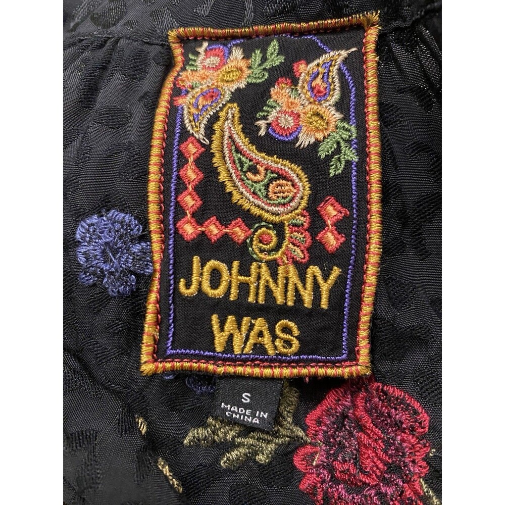 Johnny Was Sassiba Pintuck Raglan Button Up Women’s S Black Embroidered Floral - Picture 9 of 10